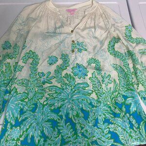 Lilly Pulitzer Size Small Blouse White Green Blue